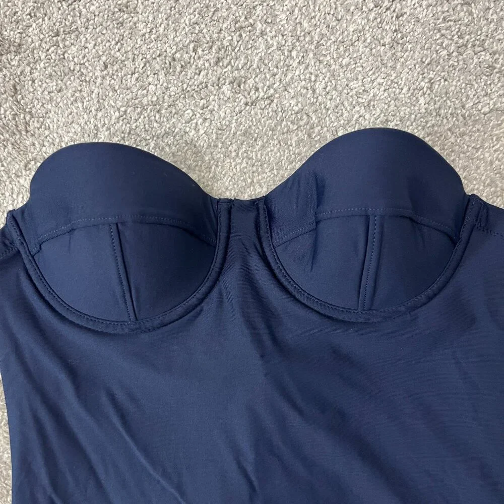 New J. Crew Size 2 Navy Blue Short Torso Underwire One Piece Swim Suit